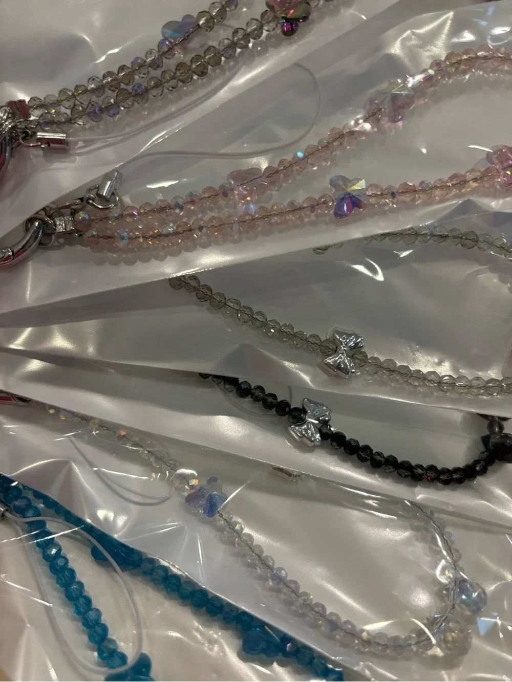Lot of 6 Crystal Phone Wristlets Purse Charms Butterflies & Bows NWT